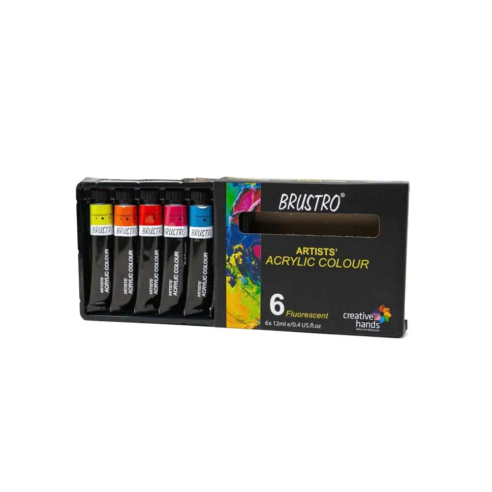 Brustro Fluorescent Acrylic Colour Set of 6 Shades - Inside View